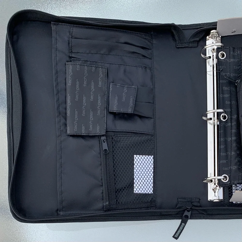 Tech Gear Mega Filled Black and Grey Padded 3-Ring Binder Organizer
